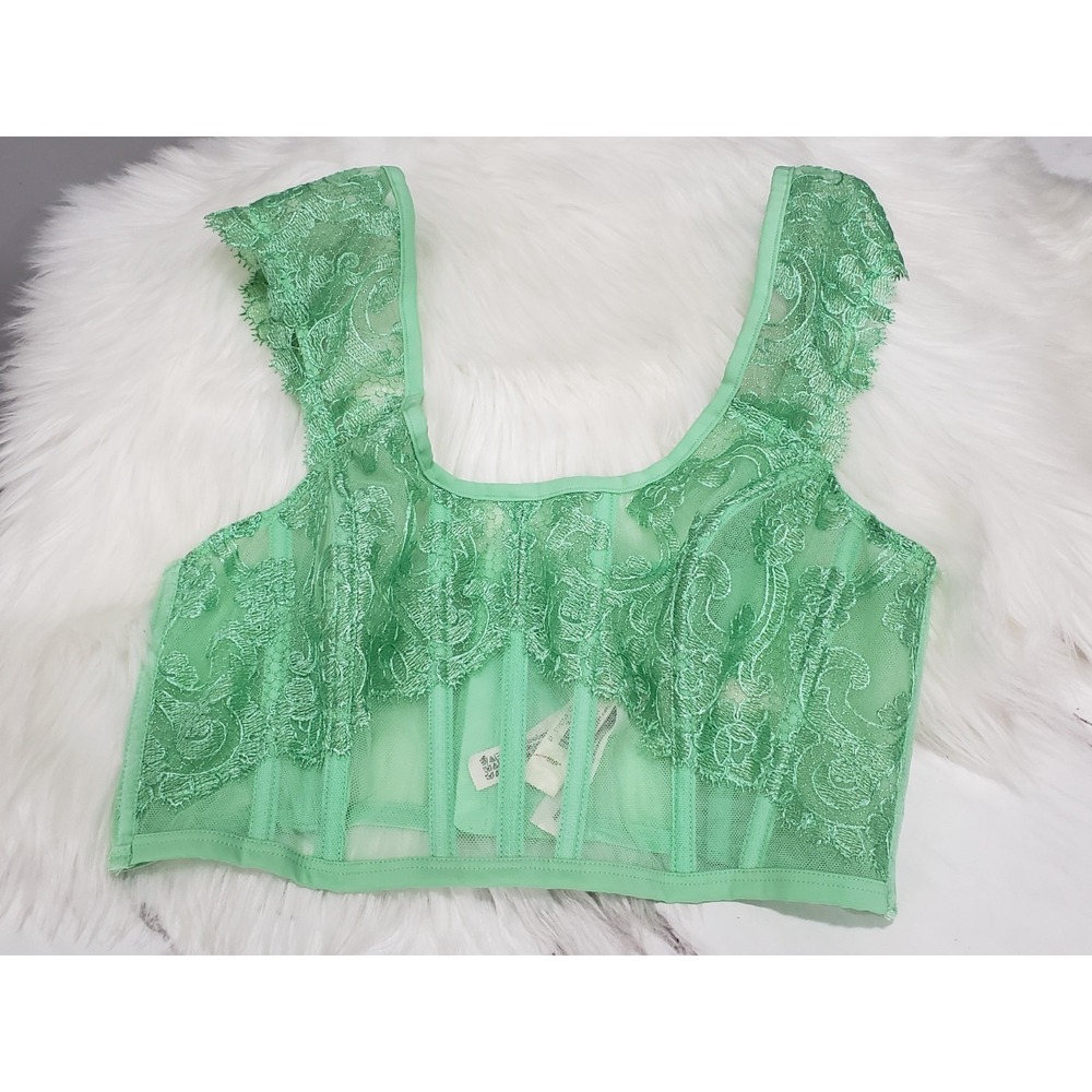 NEW‎ MEDIUM GREEN Victorias Secret Dream Angels Lace Corset Top Boho Festival